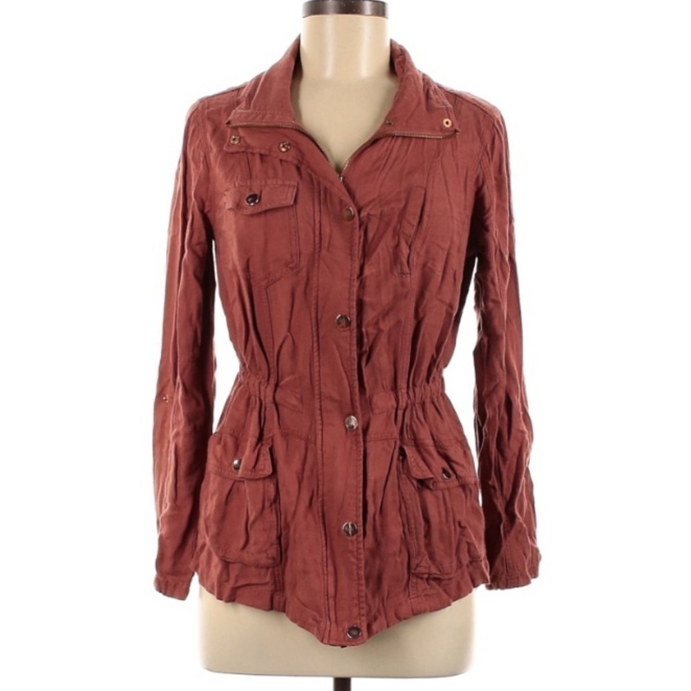 Ci Sono brick red long sleeve cargo zip jacket small women’s